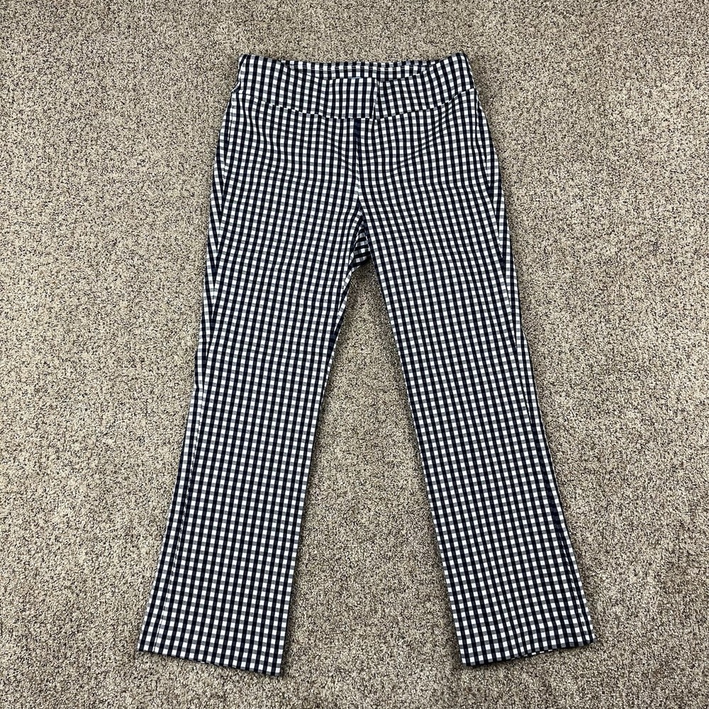 J. McLaughlin Navy and White Checkered Cropped Pants